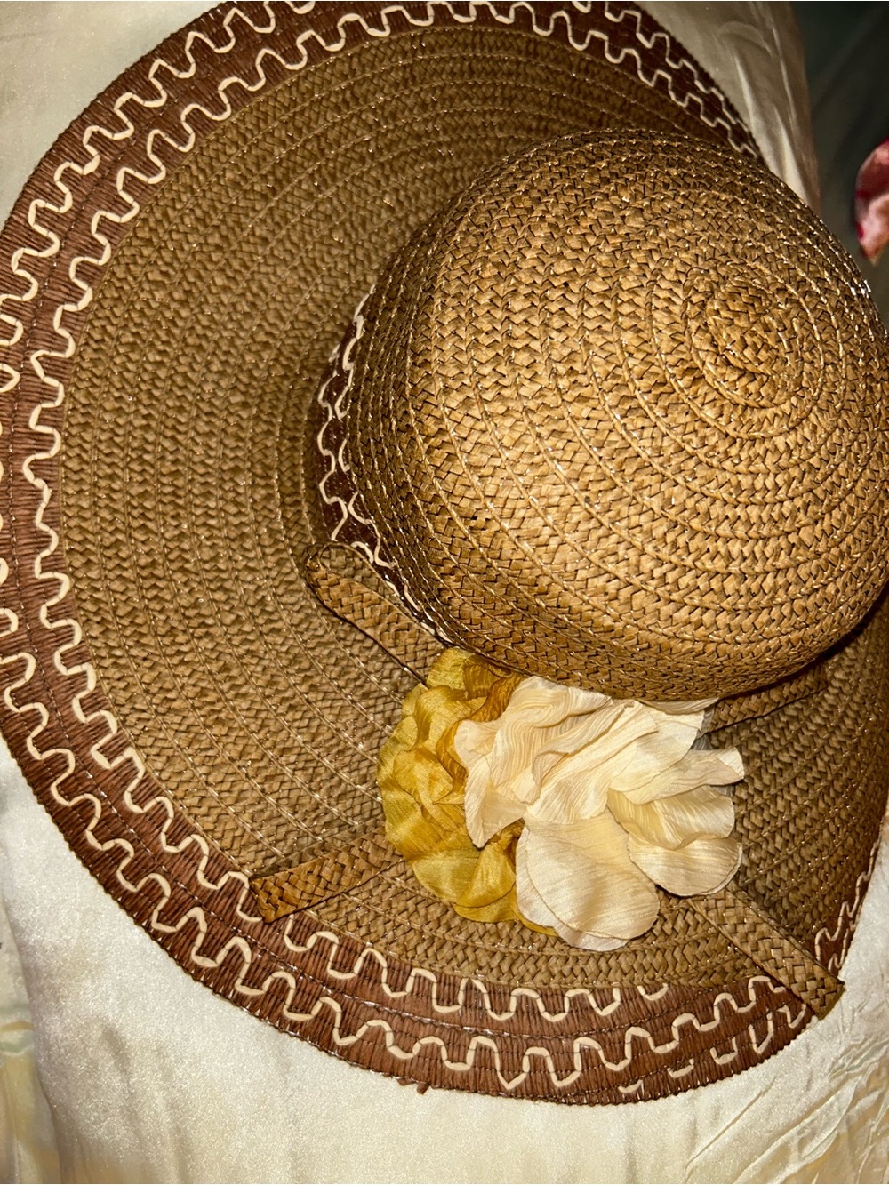 Vintage Brown Straw Sunhat